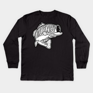 Bass Fish Tribal Kids Long Sleeve T-Shirt